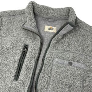 Marine Layer Tim Sherpa Fleece Jacket Mens Gray Polyester Full Zip Mock Neck S